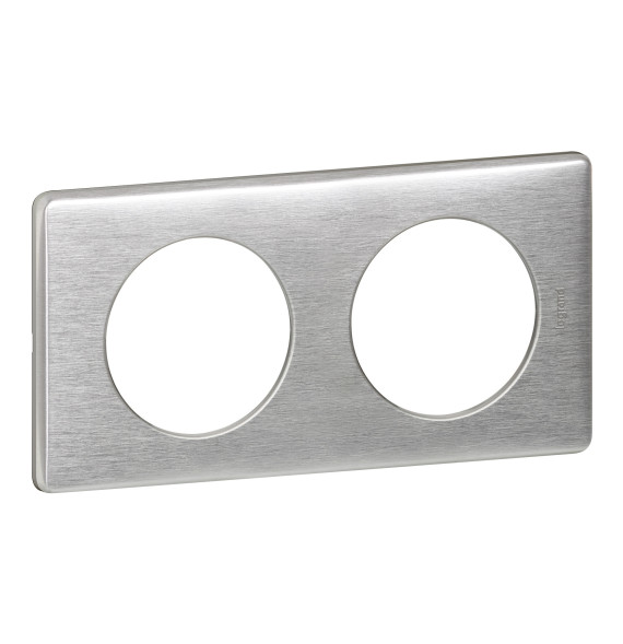 Plaque Céliane Métal 2 postes - finition Aluminium Legrand -