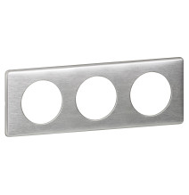 Plaque Céliane Métal 3 postes - finition Aluminium Legrand -