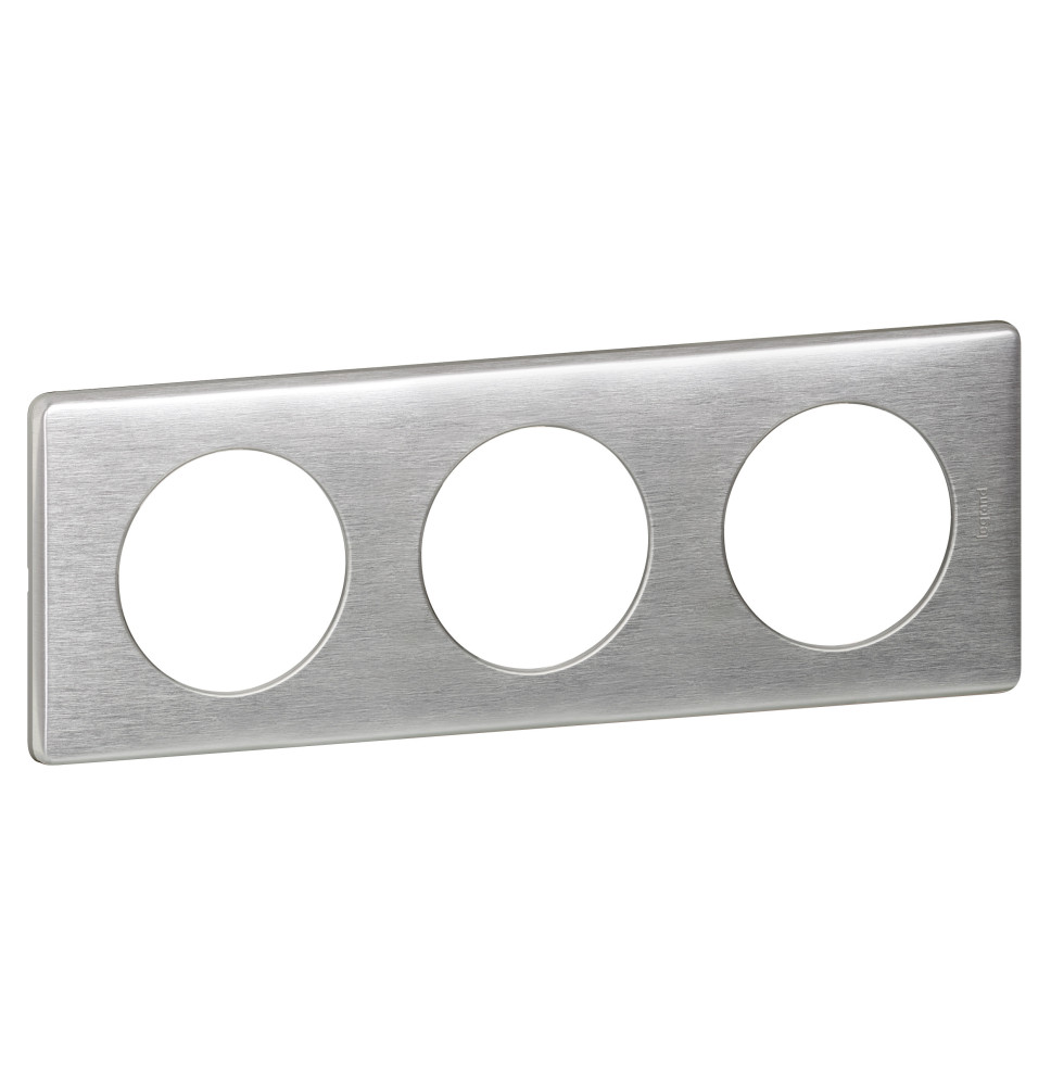 Plaque Céliane Métal 3 postes - finition Aluminium Legrand -