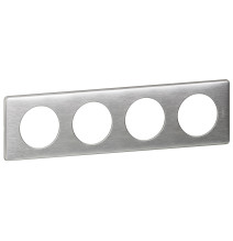 Plaque Céliane Métal 4 postes - finition Aluminium Legrand -