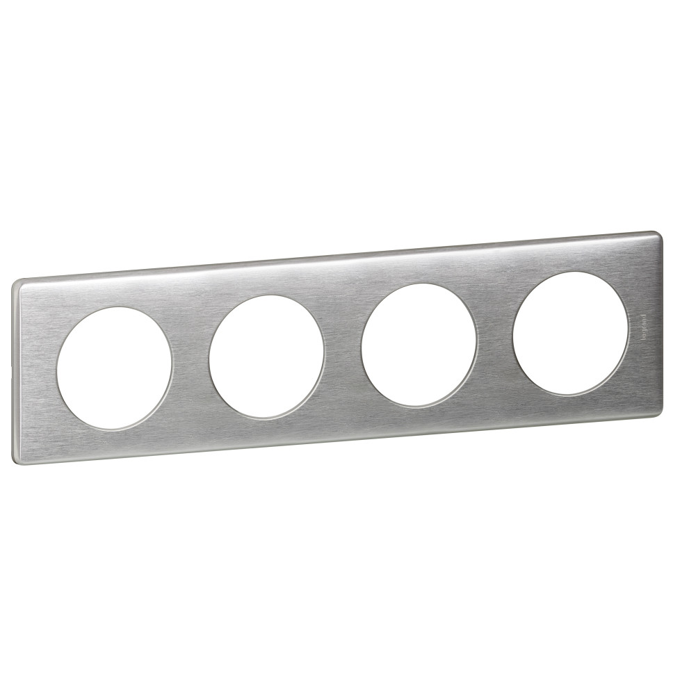 Plaque Céliane Métal 4 postes - finition Aluminium Legrand -