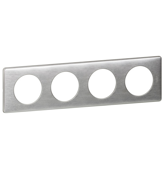 Plaque Céliane Métal 4 postes - finition Aluminium Legrand -