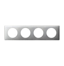 Plaque Céliane Métal 4 postes - finition Aluminium Legrand -