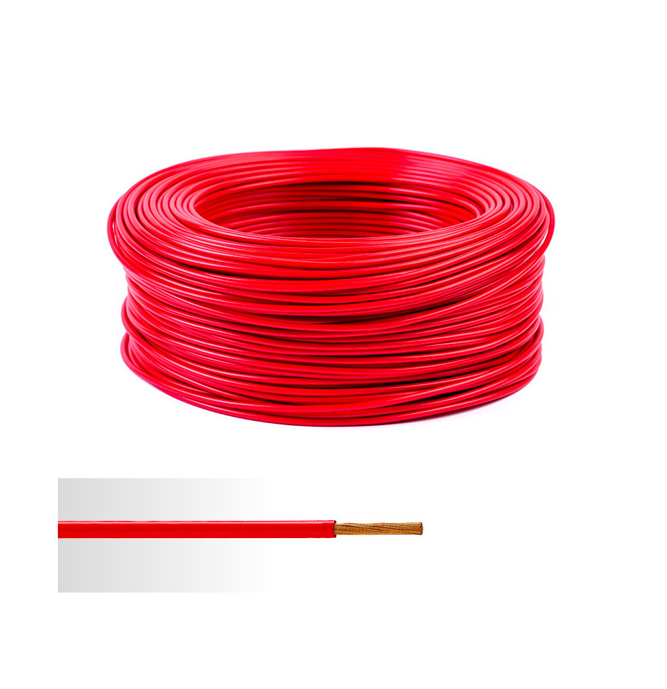 Fil électrique rigide H07VR 10mm² rouge - Couronne / Rouleau de Fil électrique rigide H07VR 10mm² rouge - Couronne / Rouleau de