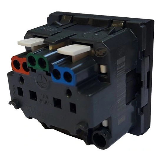 Prise de courant 2P+T Surface 2 modules avec connexion par