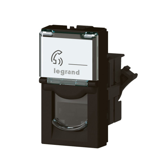 Prise RJ45 catégorie 6 FTP 1 module - noir mat Mosaic Legrand -