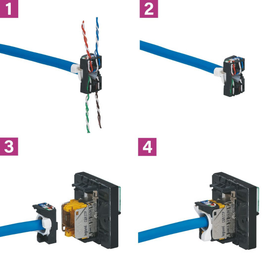 Prise RJ45 catégorie 6 FTP 2 modules - noir mat Mosaic Legrand