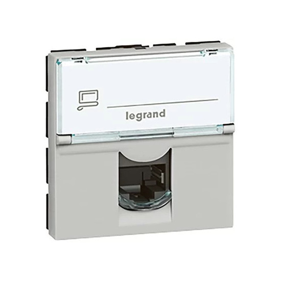Prise RJ45 catégorie 6 FTP 2 modules - alu Mosaic Legrand -