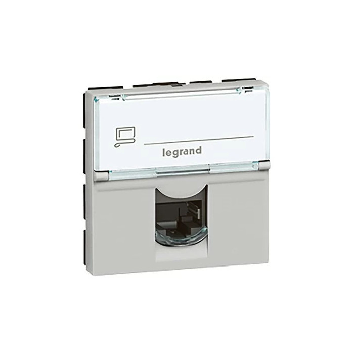 Prise RJ45 catégorie 6 FTP 2 modules - alu Mosaic Legrand -