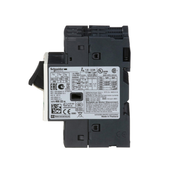 Disjoncteur moteur 1,6 à 2,5 A 3P 3d déclencheur