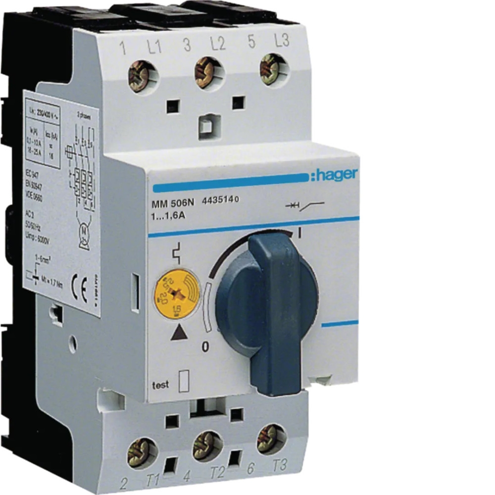 Disjoncteur moteur 1-1,6A MM506N - Hager