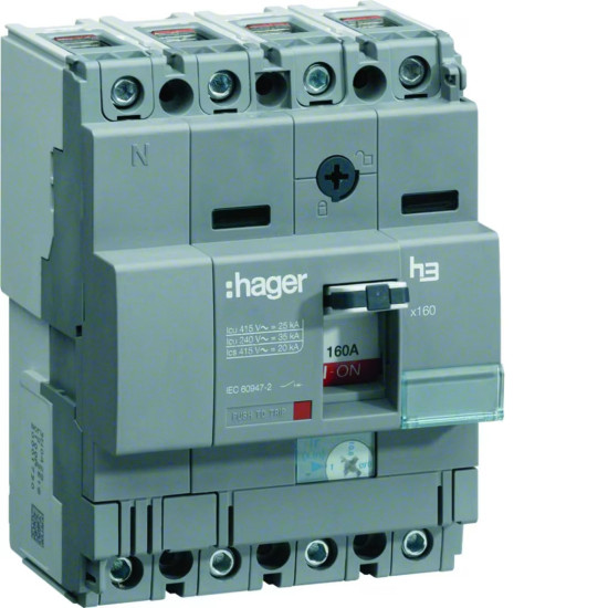Disjoncteur boîtier moulé x160 4P 25kA 100A - HHA101H - Hager