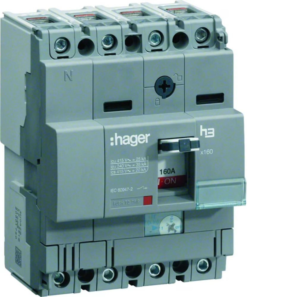 Disjoncteur boîtier moulé x160 4P 25kA 100A - HHA101H - Hager