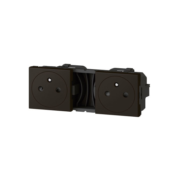 Double prise de courant 2P+T Surface précâblées 2x2 modules -