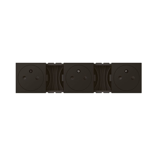 Triple prise de courant 2P+T Surface précâblées 3x2 modules -