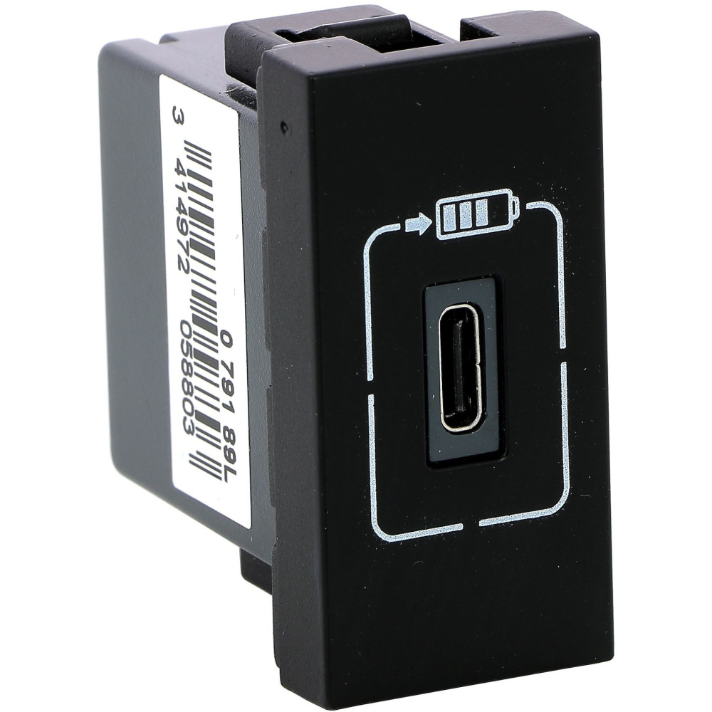 Prise USB Type-C 1,5A 5V 7,5W 1 module 230V - noir mat Mosaic