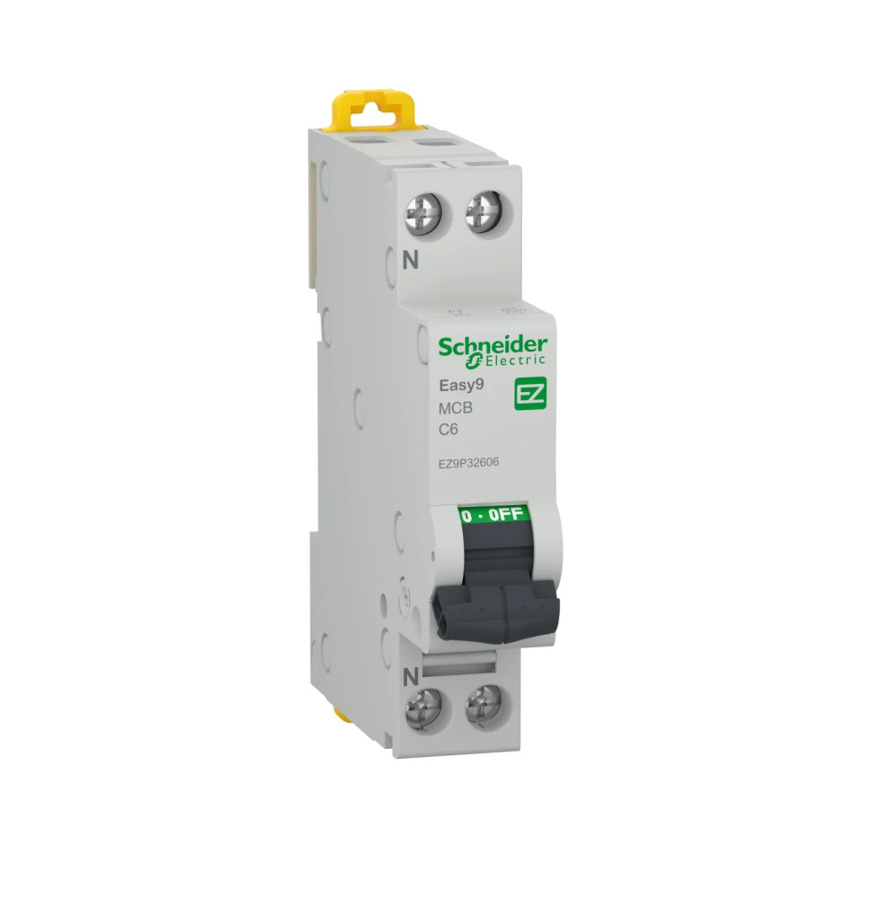 Disjoncteur miniature (MCB), Easy9, 1P+N, 6 A, courbe C, 4 500 Disjoncteur miniature (MCB), Easy9, 1P+N, 6 A, courbe C, 4 500
