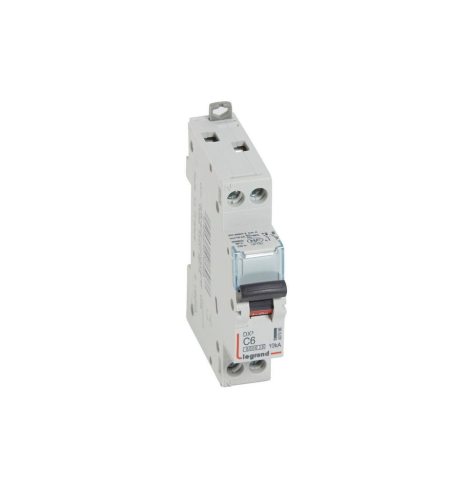 Disjoncteur DX³6000 10kA arrivée haute et départ bas à vis U+N Disjoncteur DX³6000 10kA arrivée haute et départ bas à vis U+N