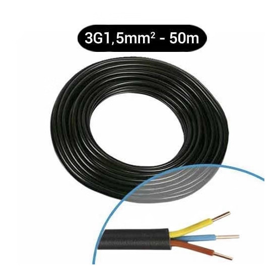 Câble électrique rigide U-1000 R2V 3G1,5 M/B/VJ -
