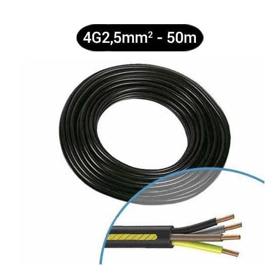 Câble électrique rigide U-1000 R2V 4G2.5² N/M/G/VJ -