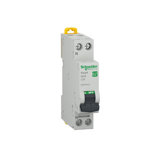 Disjoncteur miniature (MCB), Easy9, 1P+N, 25 A, courbe C, 4 500