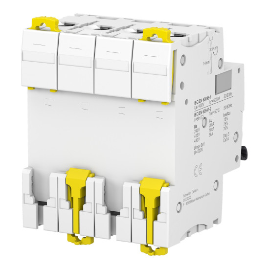 Disjoncteur modulaire miniature (MCB), 4P, 40 A, courbe C, 6