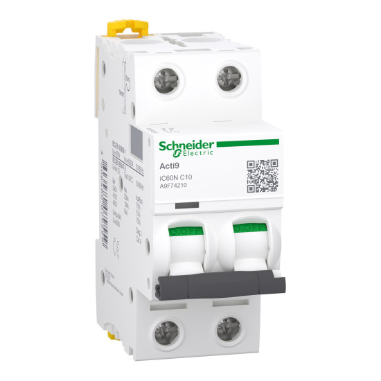 Disjoncteur modulaire miniature (MCB), 2P, 10 A, courbe C, 6