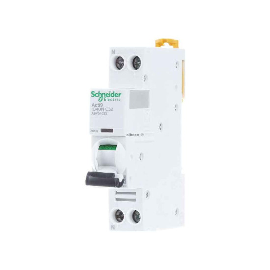 Disjoncteur miniature, Acti9 iC40N, 1P+N, 32 A, courbe C, 6 000
