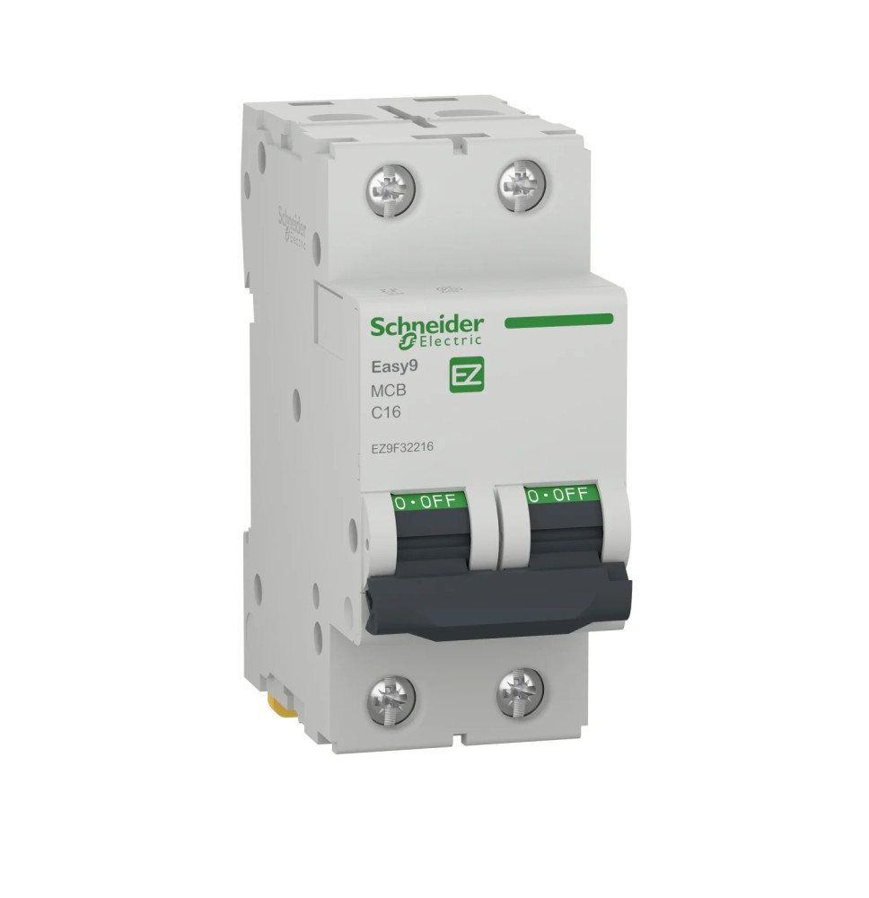 Disjoncteur miniature (MCB), Easy9, 2P, 16 A, courbe C, 4 500 A Disjoncteur miniature (MCB), Easy9, 2P, 16 A, courbe C, 4 500 A