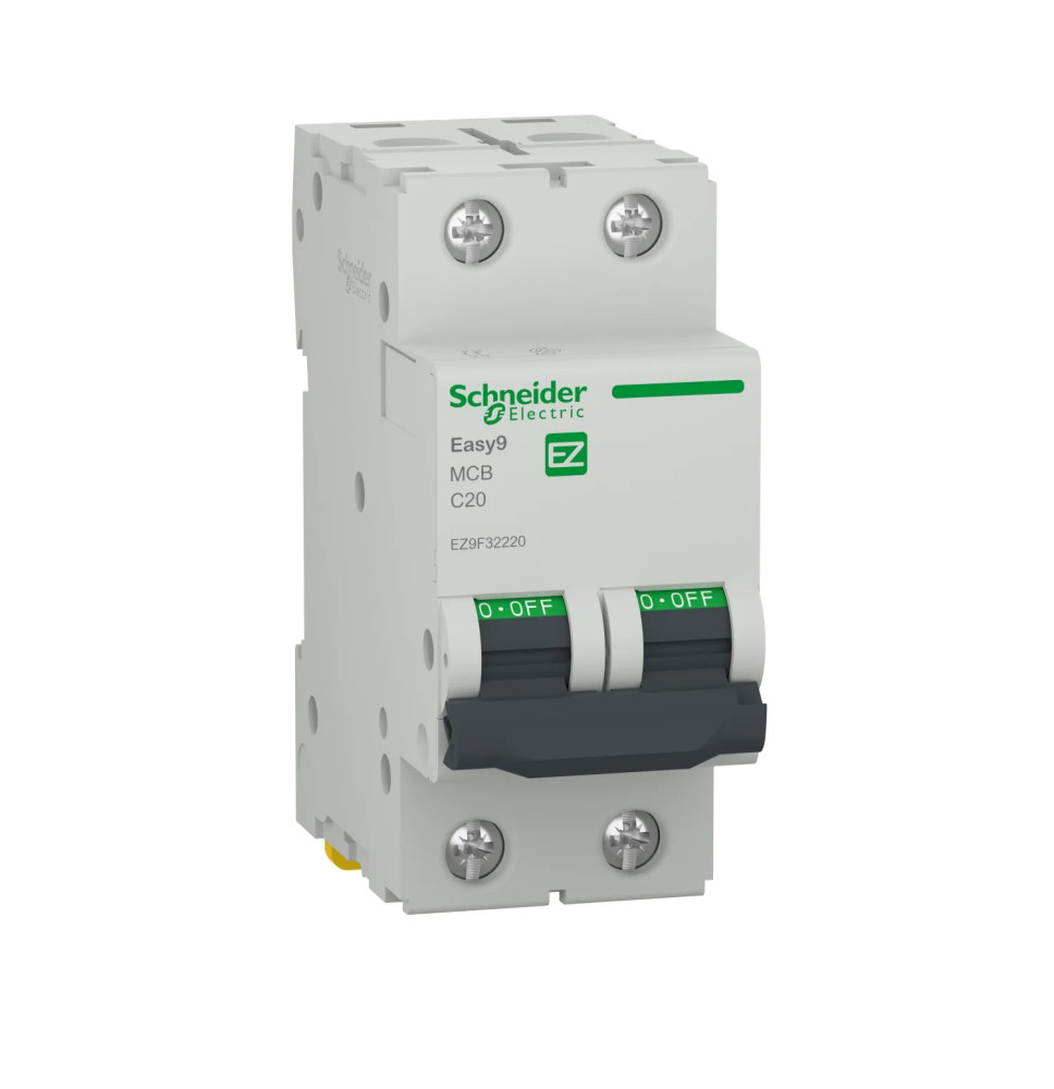 Disjoncteur miniature (MCB), Easy9, 2P, 20 A, courbe C, 4 500 A Disjoncteur miniature (MCB), Easy9, 2P, 20 A, courbe C, 4 500 A