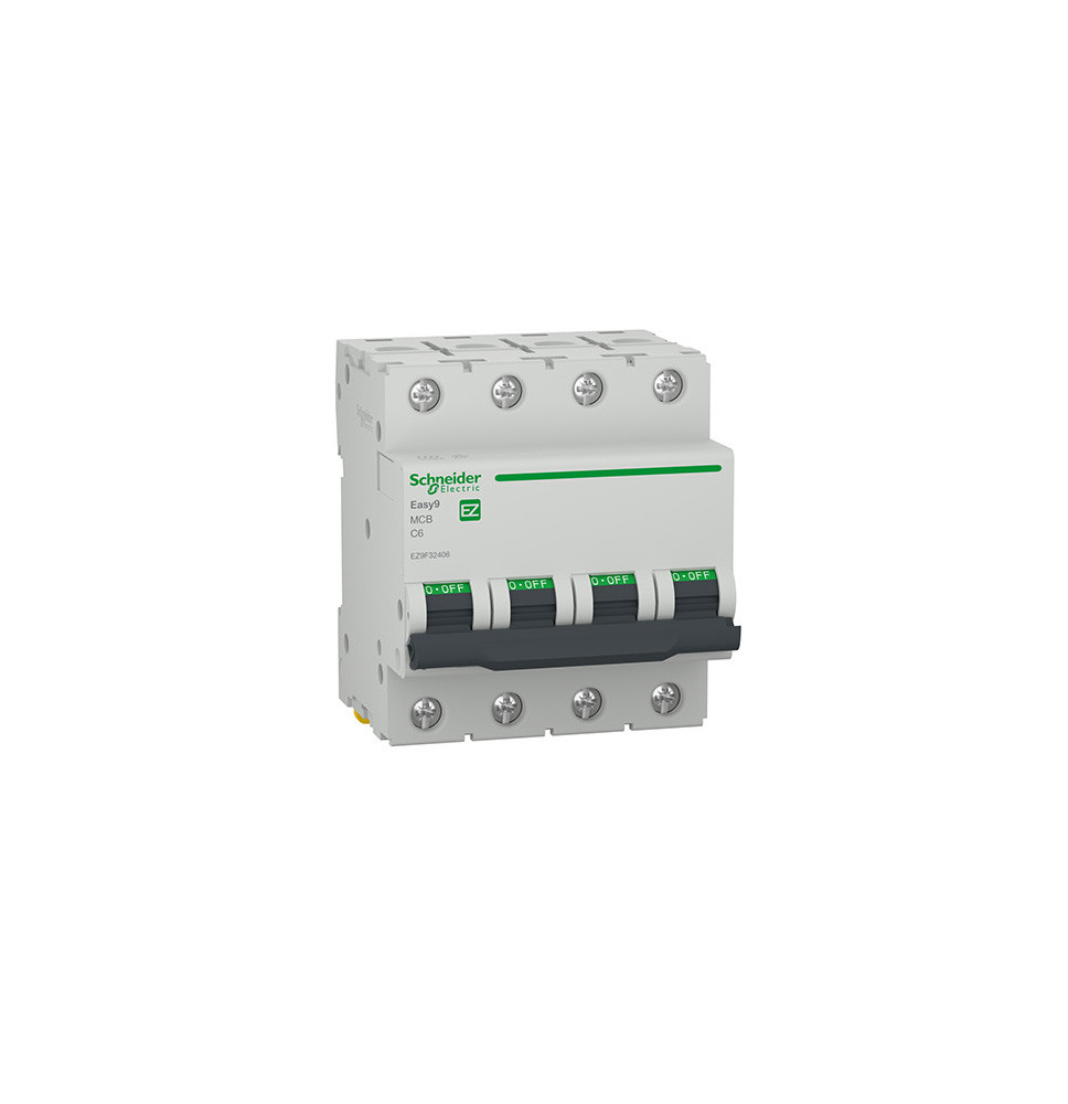 Disjoncteur miniature (MCB), Easy9, 4P, 6 A, courbe C, 4 500 A Disjoncteur miniature (MCB), Easy9, 4P, 6 A, courbe C, 4 500 A