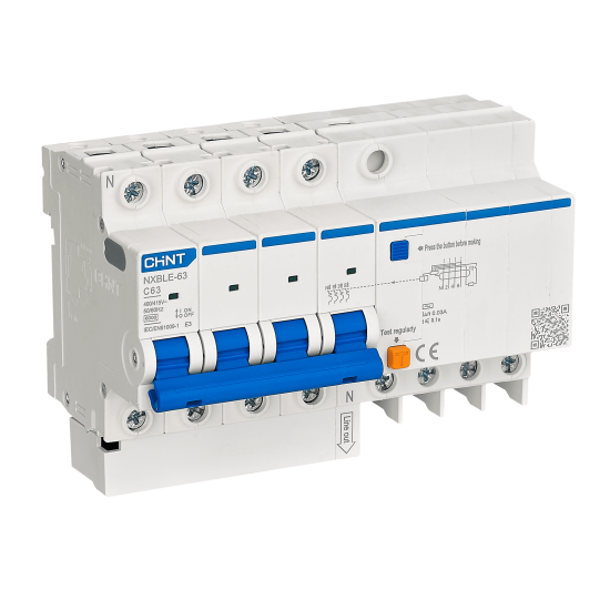 Disjoncteur différentiel 6KA 4P 10A 300mA NXBLE-63 CHINT -