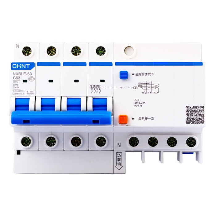 Disjoncteur différentiel 6KA 4P 10A 300mA NXBLE-63 CHINT -