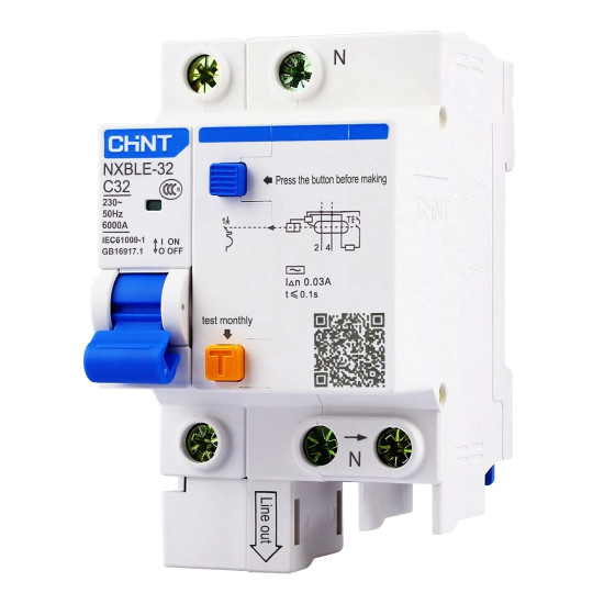 Disjoncteur différentiel 6KA 1P+N C-20A 300mA NXBLE-32 CHINT -