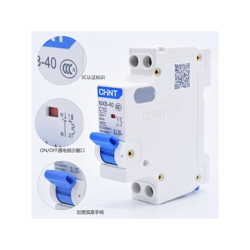 Disjoncteur miniature DPN 1P+N 4,5kA C10A NXB-40 CHINT - 817016