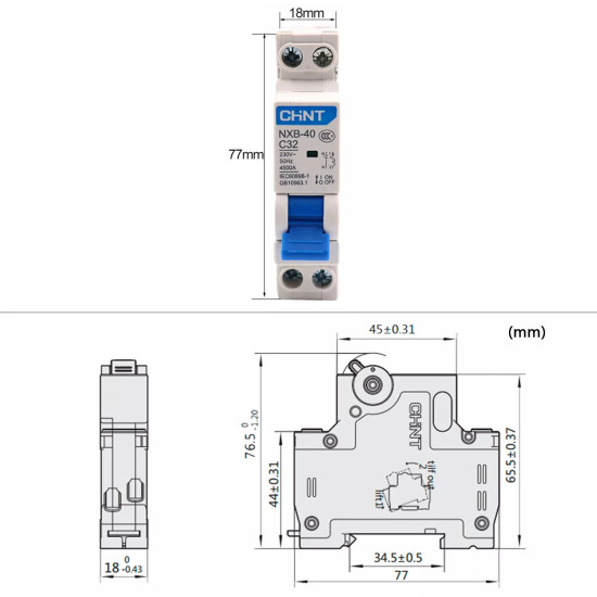 Disjoncteur miniature DPN 1P+N 4,5kA C32A NXB-40 CHINT - 817020