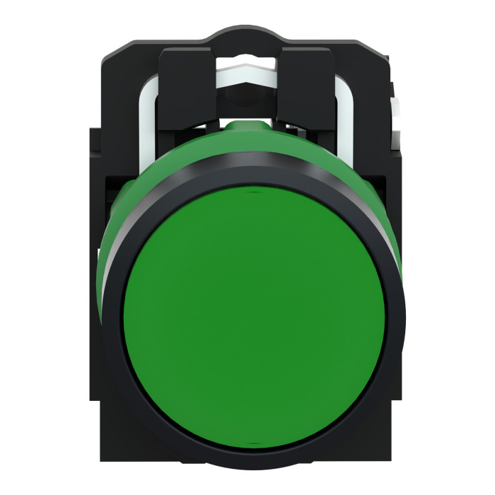Bouton poussoir à impulsion - Ø22 - vert - 1F - vis étrier