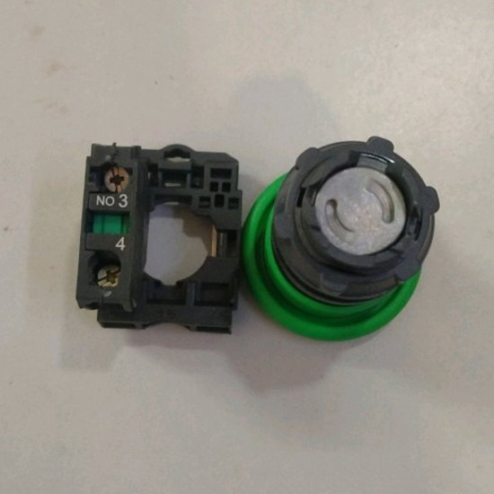 Bouton poussoir à impulsion - Ø22 - vert - 1F - vis étrier