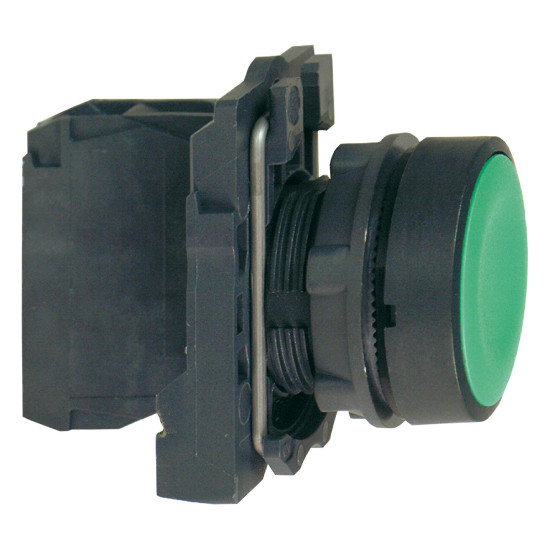 Bouton poussoir à impulsion - Ø22 - vert - 1F - vis étrier