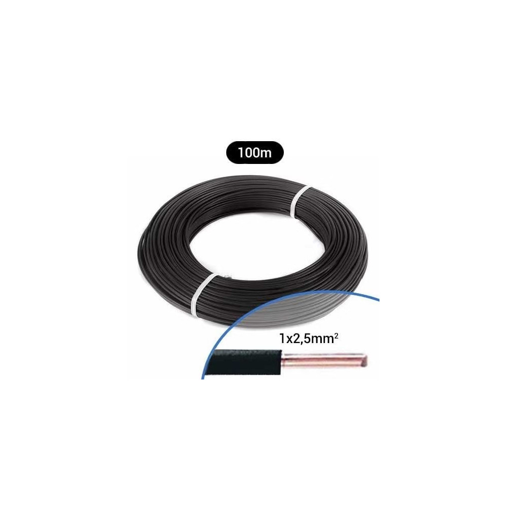 Fil TH électrique rigide H07VU 1x2.5 mm² noir - Couronne/Rouleau de ...