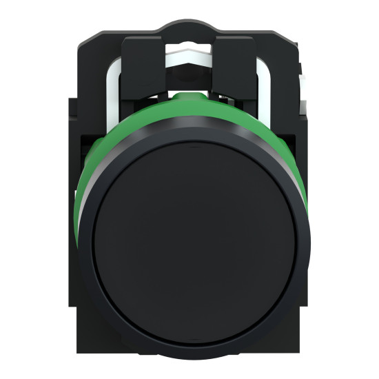 Bouton poussoir à impulsion - Ø22 - noir - 1F - vis étrier