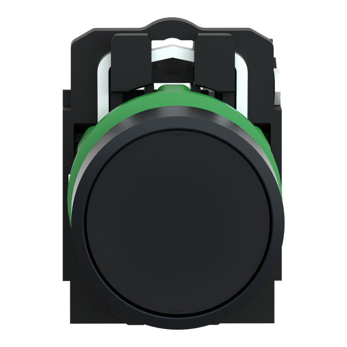 Bouton poussoir à impulsion - Ø22 - noir - 1F - vis étrier
