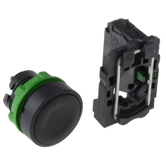 Bouton poussoir à impulsion - Ø22 - noir - 1F - vis étrier