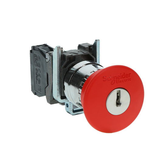 Bouton arrêt urgence - Ø40 - à clé 455 - rouge - 1O – vis