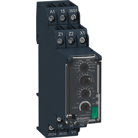 Relais temporisé 8 A - 2OF - multi - 1s à 300h - 24V à 240VACDC