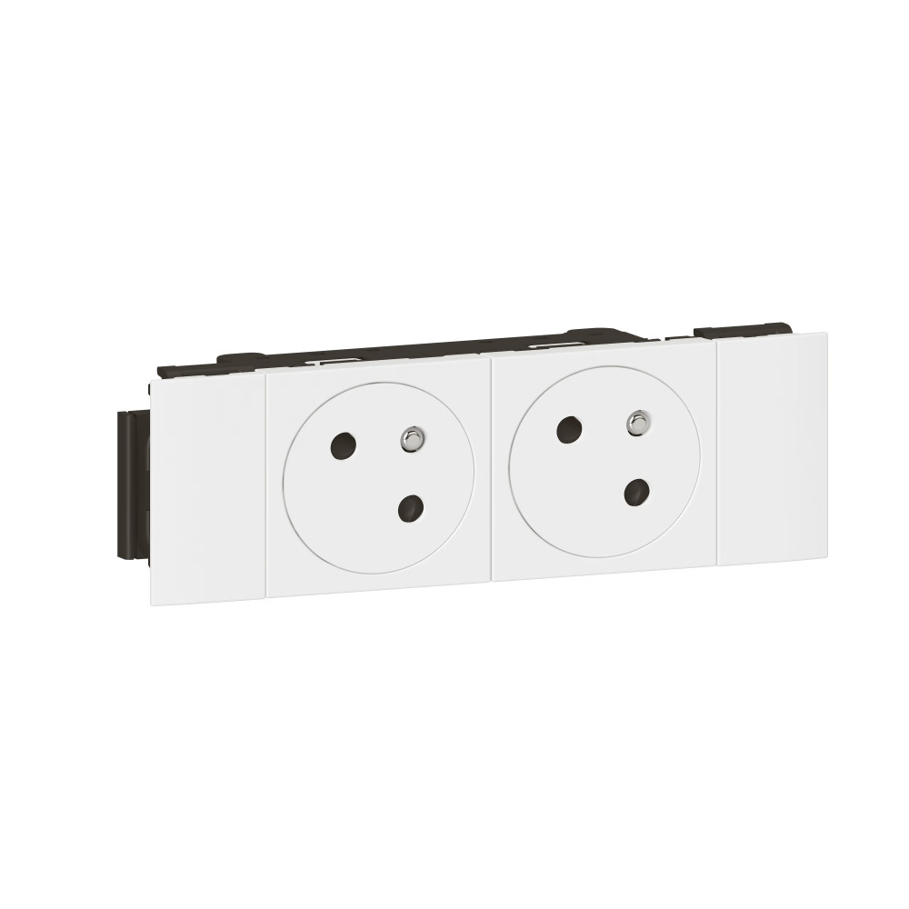 Double prise de courant 2P+T Surface Soluclip pour goulotte