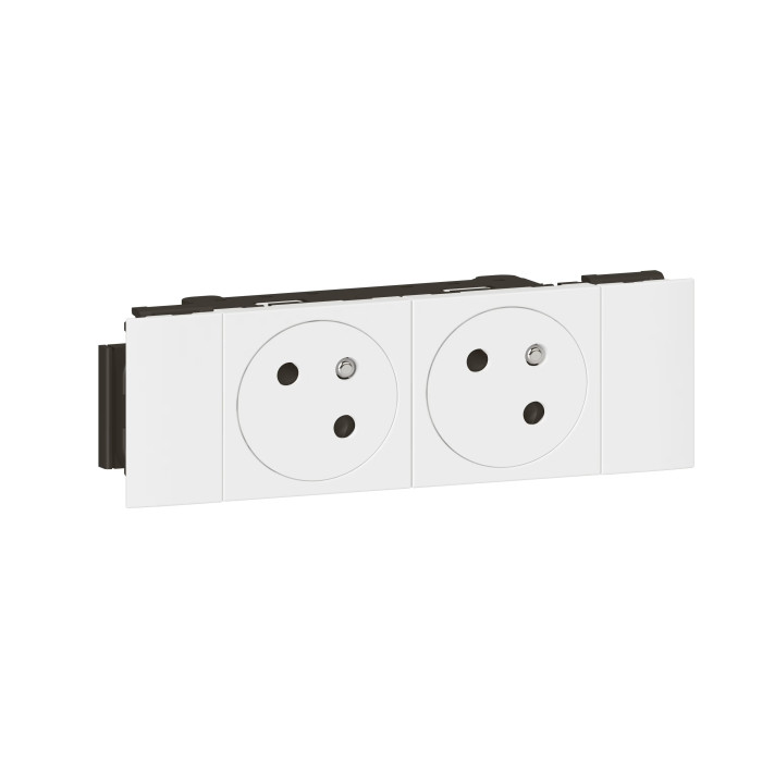 Double prise de courant 2P+T Surface Soluclip pour goulotte