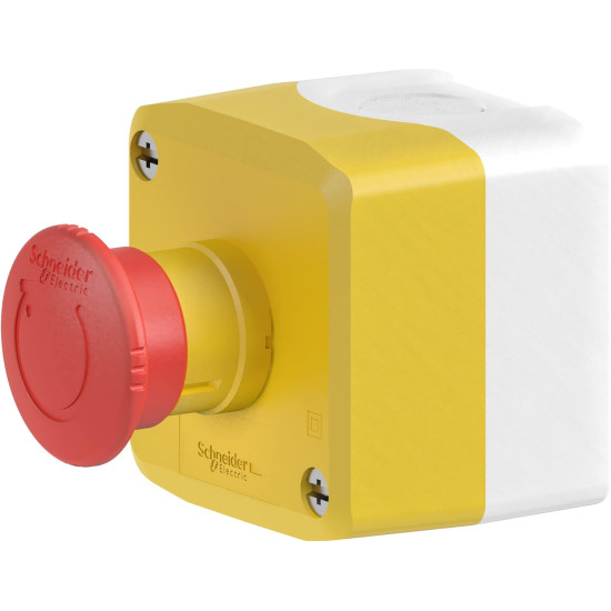 Bouton poussoir - Boite jaune arrêt urgence rouge - pousser