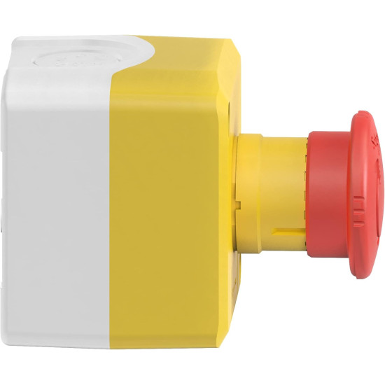 Bouton poussoir - Boite jaune arrêt urgence rouge - pousser