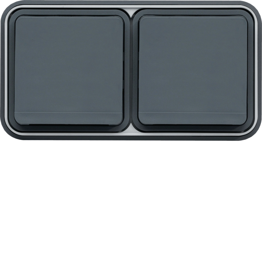 Prise double Cubyko horizontale 2P+T encastré Gris IP55 - Hager Prise double Cubyko horizontale 2P+T encastré Gris IP55 - Hager